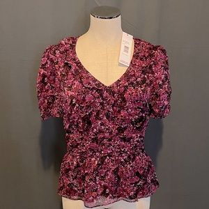 Parker Women's Flutter Sleeve Top with V-Neck and Peplum